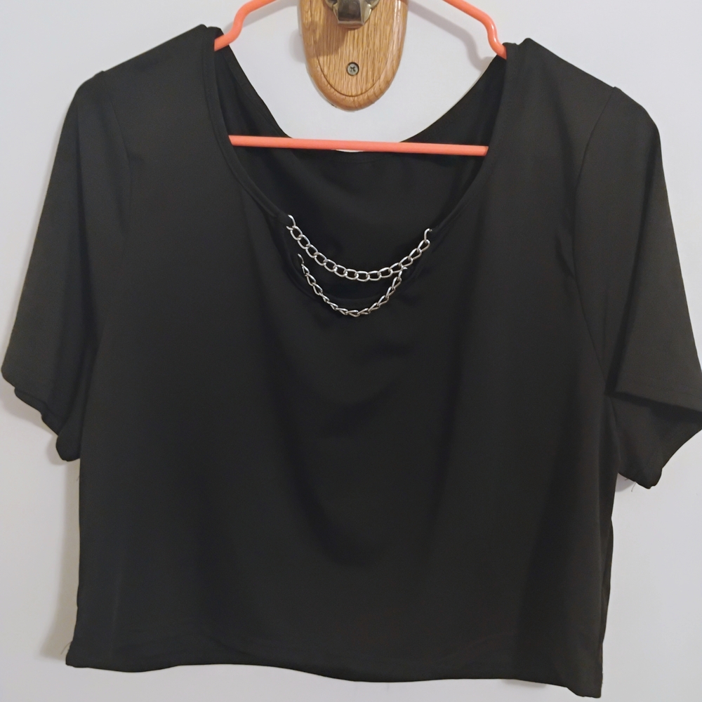 Black Chain Detail Women's Top